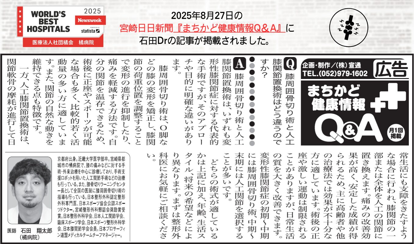 2025年8月27日 宮崎日日新聞「まちかど健康情報Q&A」